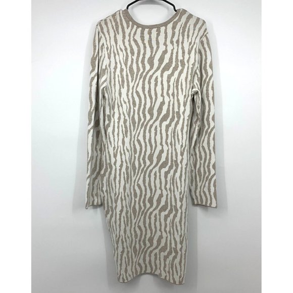 Express Dress Zebra Print Stretch Knit Long Sleeve Bodycon - Picture 8 of 11